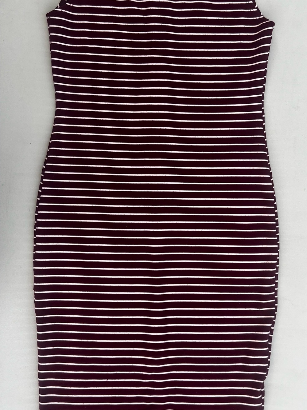 Popular Basics Sleeveless Striped Midi Dress in Burgundy and White